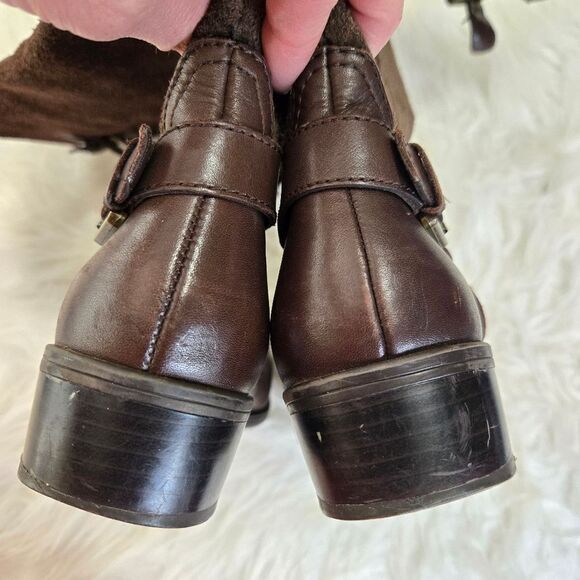 LAUREN Ralph Lauren McLeod Brown Leather Suede Riding Style Boot w/ Bridle 5.5 - Picture 11 of 15